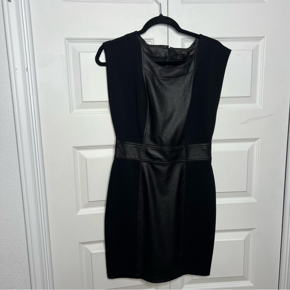 BCBG Max Azria Faux Leather Panel Dress – Small (NWT)